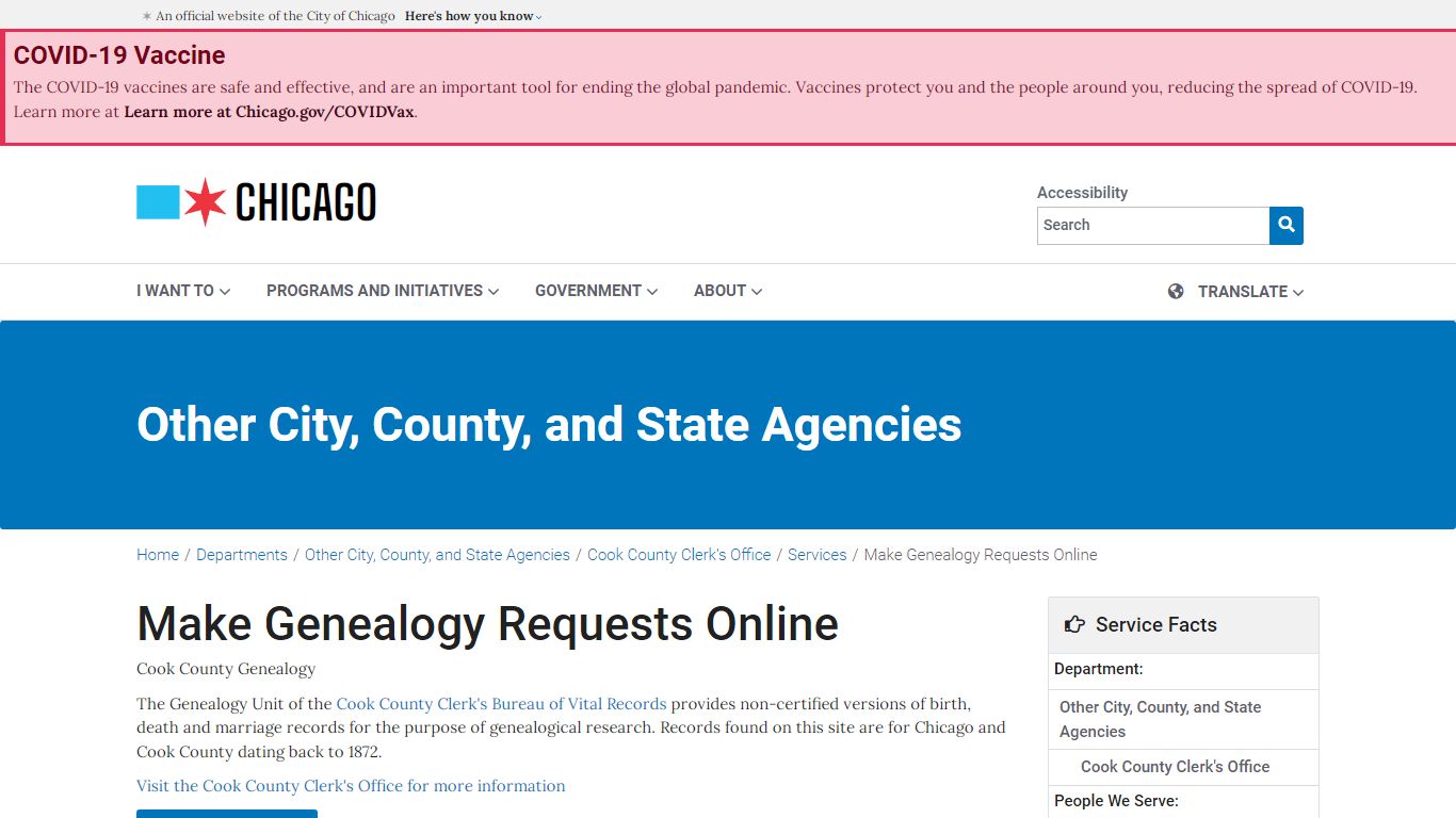 City of Chicago :: Make Genealogy Requests Online